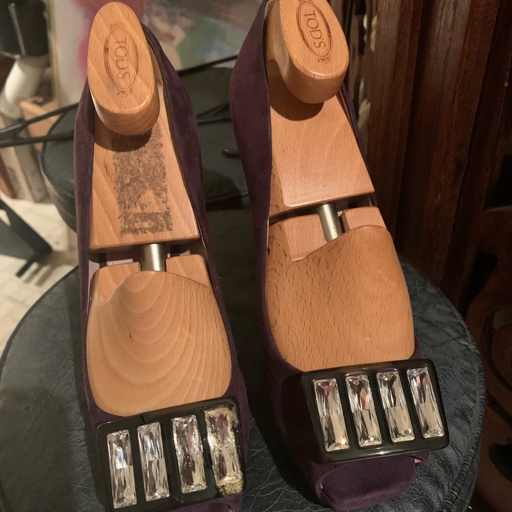 Prada Purple suede diamond heels